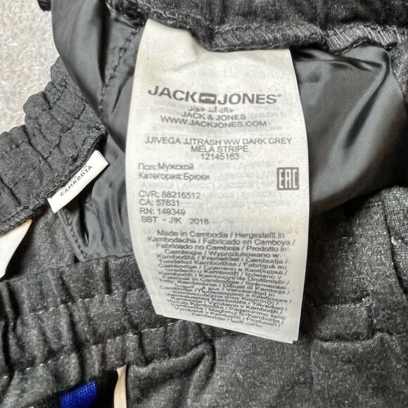 Jack & Jones Sweat Pants Mens Melange Stripe Gym Active Joggers 33x32 Dark Gray - Picture 5 of 6